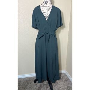 NWT Alfani Hankerchief Hem Wrap Dress Meadow Green Size 14 READ